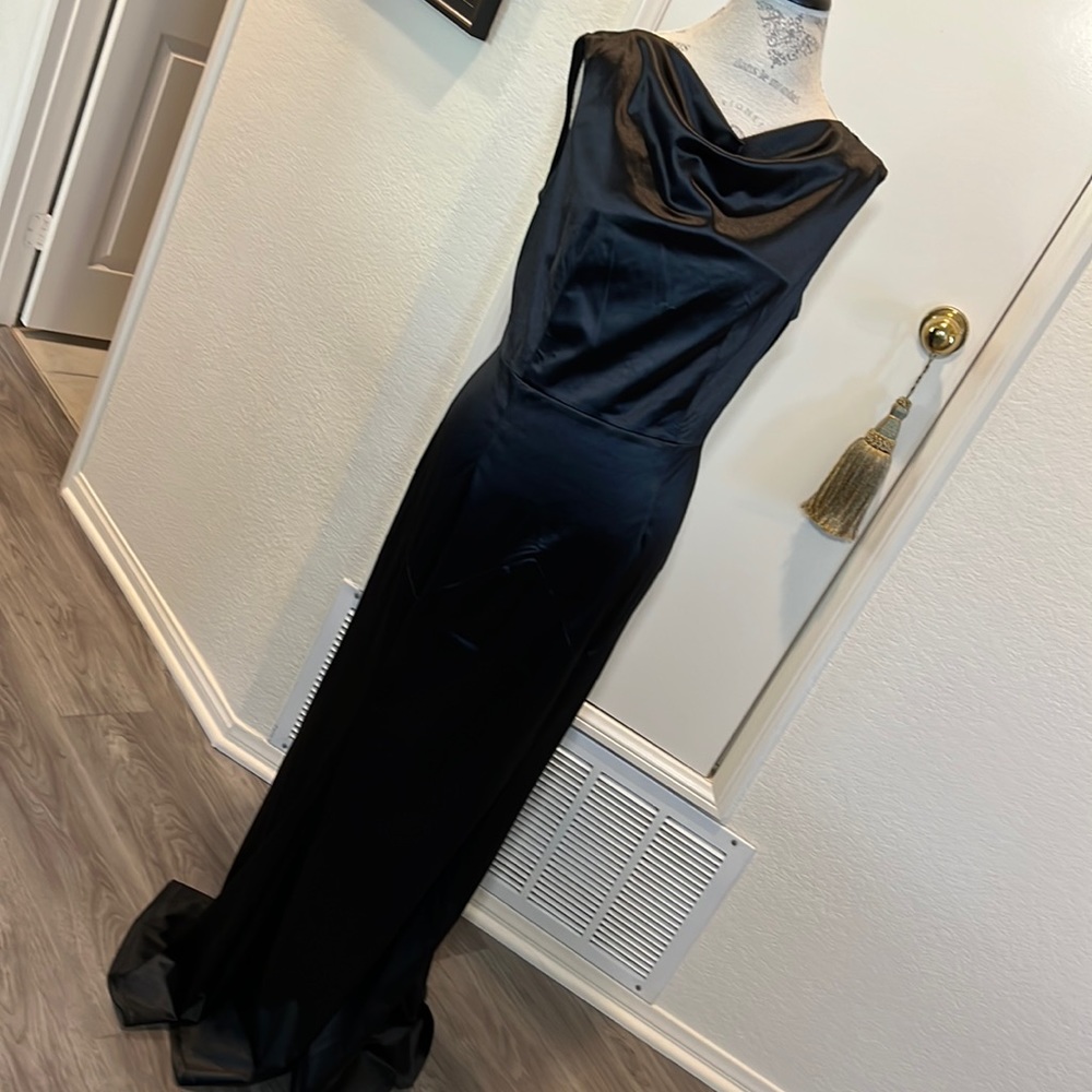 Black satin formal gown size XL